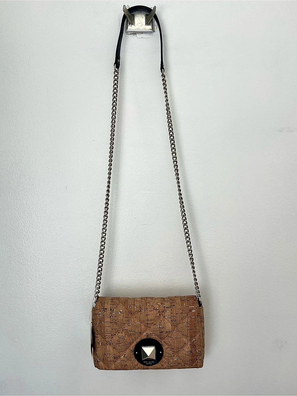 kate spade new york Cork-Textured Chain Crossbody in Brown